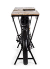 Consolle da bar Moto Replica moderno con piano in legno, ruote, 183 x 43 x 89 cm