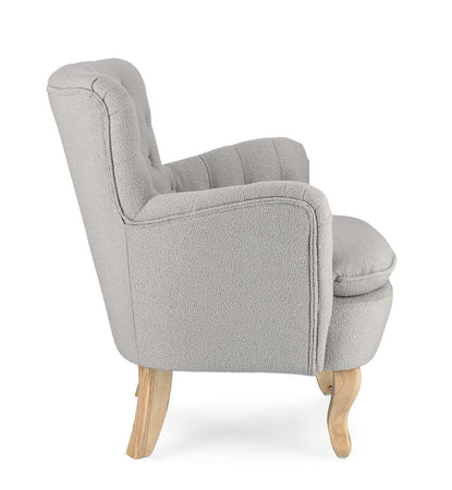 Poltrona "Orlins" per interno, Struttura In Legno Di Pino E Compensato, Rivestimento In Poliestere Effetto Boucle', Capitonne' 71.5 x 72.5 x 79h cm