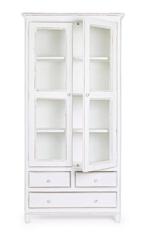 Vetrina "Colette" da 2 ante e 3 cassetti con struttura in legno di mango massiccio da 90 x 38 x 185 cm