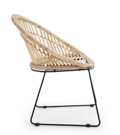 Poltrona "Cayes" per interno, Struttura Seduta In Rattan, Intreccio In Kubu, Rifinitura Naturale Con Vernice Melaminica 75 x 67 x 81h cm