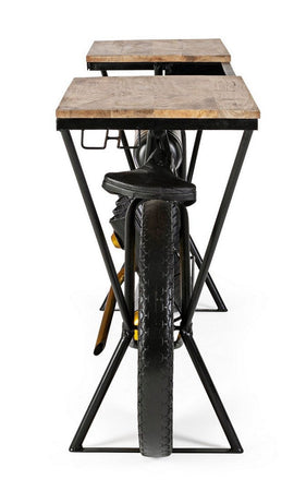 Consolle da bar "Moto Epic"  moderno con piano in legno, struttura in acciaio 183 x 41 x 86 cm