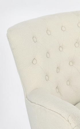 Poltrona "Orlins" per interno, Struttura In Legno Di Pino E Compensato, Rivestimento In Poliestere Effetto Boucle', Capitonne' 71.5 x 72.5 x 79h cm