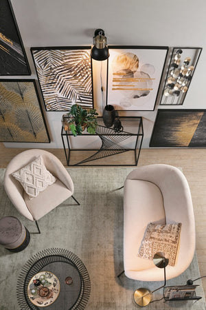 Poltrona Pouf "Pavlina" per interno, con struttura in mdf e compensato set da 2 pezzi