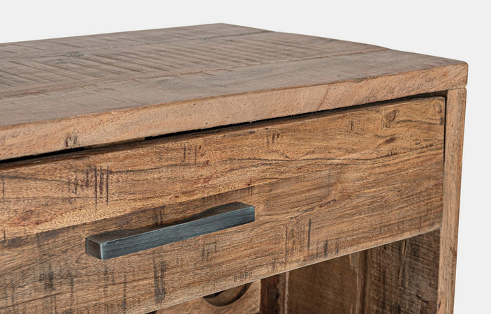 Mobile porta bottiglie "Elmer" con 1 cassetto, struttura in legno d'acacia, da 60 x 32 x 107 cm