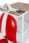 Consolle da Bar Vespa con struttura in acciaio, piano in legno, da 104 x 94 x 65 cm