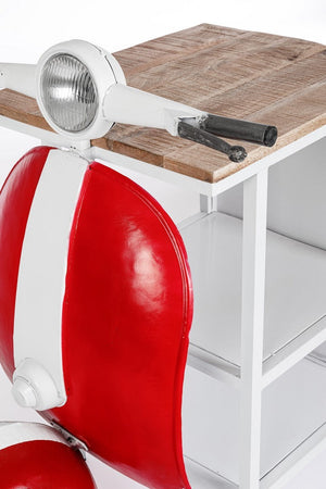 Consolle da Bar "Vespa" con struttura in acciaio, piano in legno, da 104 x 94 x 65 cm