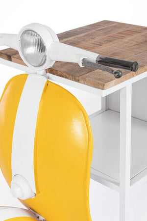 Consolle da Bar "Vespa" con struttura in acciaio, piano in legno, da 104 x 94 x 65 cm