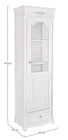 Vetrina "Blanc" in MDF con finitura Bianca opaca, maniglie in poliresina