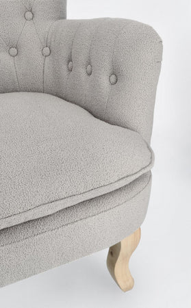 Poltrona "Orlins" per interno, Struttura In Legno Di Pino E Compensato, Rivestimento In Poliestere Effetto Boucle', Capitonne' 71.5 x 72.5 x 79h cm
