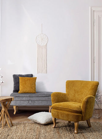 Poltrona "Orlins" per interno, Struttura In Legno Di Pino E Compensato, Rivestimento In Poliestere Effetto Boucle', Capitonne' 71.5 x 72.5 x 79h cm