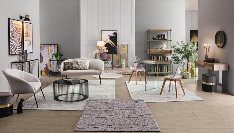Poltrona Pouf "Pavlina" per interno, con struttura in mdf e compensato set da 2 pezzi