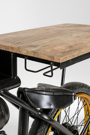 Consolle da bar "Moto Epic"  moderno con piano in legno, struttura in acciaio 183 x 41 x 86 cm
