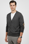 Maglia uomo Gran Sasso - Bottoni toppe 100% lana vergine Colore Grigio Made in Italy