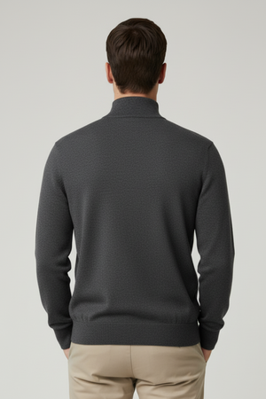 Maglia uomo Gran Sasso - Lupetto Mezza Zip 100% Lana vergine Colore Grigio scuro Made in Italy