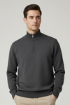 Maglia uomo Gran Sasso - Lupetto Mezza Zip 100% Lana vergine Colore Grigio scuro Made in Italy