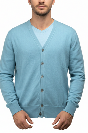 Cardigan uomo La Fileria - Bottoni Azzurro 100% Cotone Made in Italy
