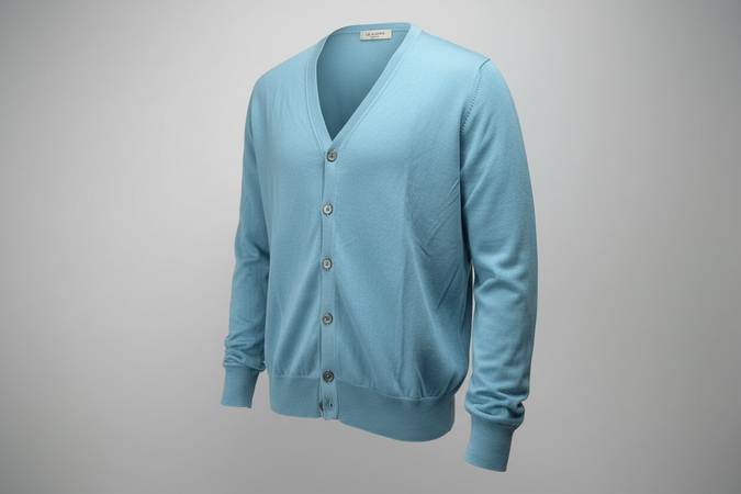 Cardigan uomo La Fileria - Bottoni Azzurro 100% Cotone Made in Italy