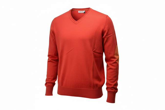 Maglia uomo Invicta - Scollo a V Toppe colore corallo Made in Italy