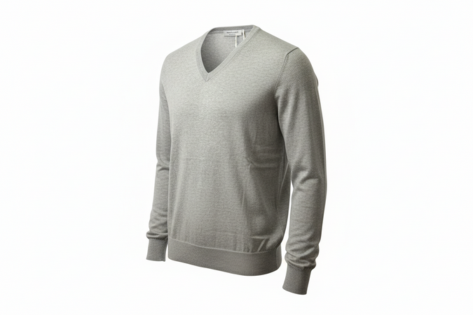 Maglia uomo Gran Sasso - Scollo a V Toppe in contrasto 100% Cotone Colore Grigio Made in Italy