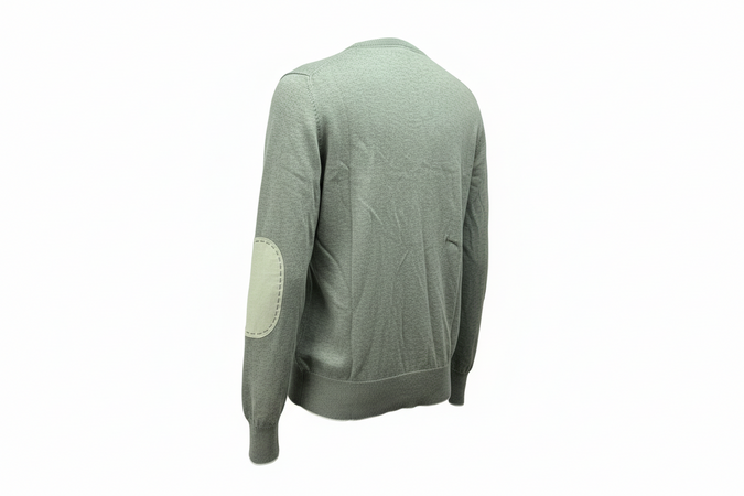 Maglia uomo Gran Sasso - Scollo a V Toppe in contrasto colore grigio Made in Italy