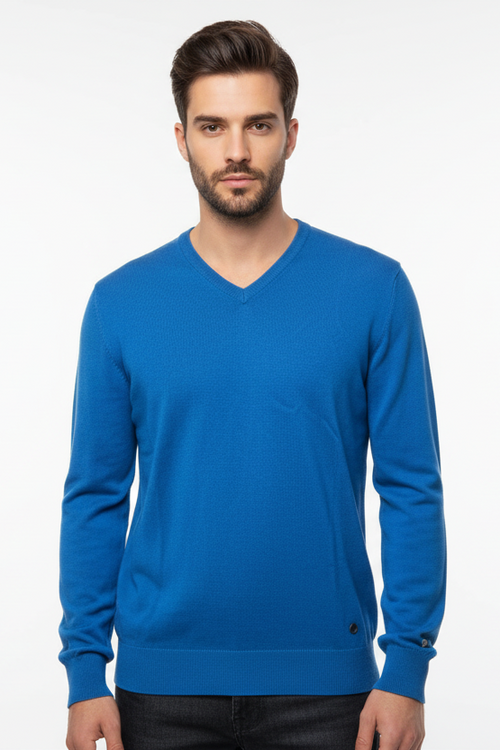 Maglia uomo Laboratori Italiani - Scollo a V Blu Royal Made in Italy