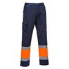 Pantalone Combat Bicolore Alta Visibilità E049 Arancione/Navy Portwest