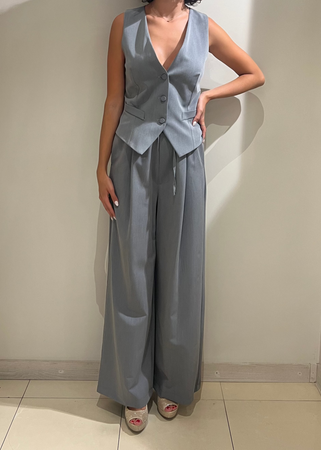 Pantalone ampio con coulisse grigio