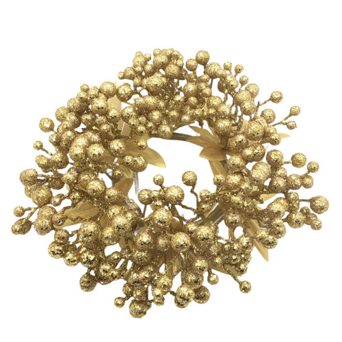 Corona giro candela natalizio Oro Mille Bacche sotto candela Ø 20 cm