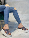 Maddie - Sandali con zeppa brillantinati