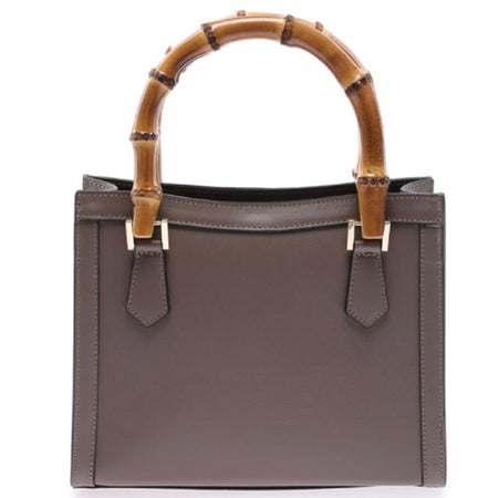 Modarno Borsa in pelle con manico in bambù, Borsa a mano Made in Italy, Borsa a tracolla, Borsa per tutti i giorni