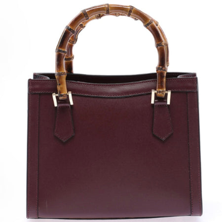 Modarno Borsa in pelle con manico in bambù, Borsa a mano Made in Italy, Borsa a tracolla, Borsa per tutti i giorni