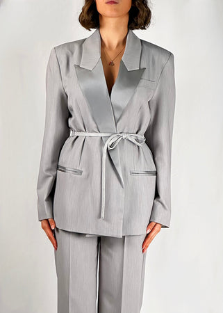 Giacca Vicolo effetto kimono grigio e raso