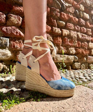 Colors of California Sandali zeppa plateau tessuto Azzurro etnica
scarpe donna