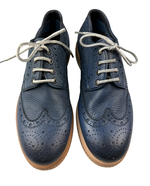 Scarpa uomo Santoni - Derby Brogue Rondine pelle martellata blu