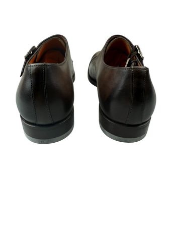 Scarpa Uomo Santoni - Doppia fibbia Cap Toe Pelle Testa di moro sfumate