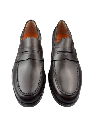 Scarpa Uomo Santoni - Mocassini Penny pelle testa di moro