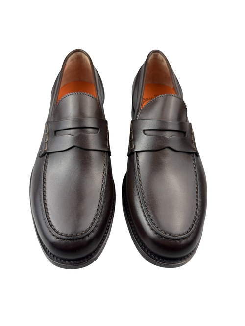 Scarpa Uomo Santoni - Mocassini Penny pelle testa di moro