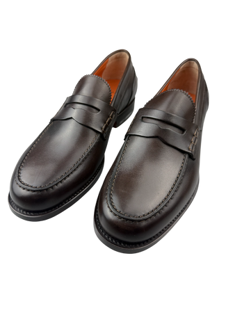 Scarpa Uomo Santoni - Mocassini Penny pelle testa di moro