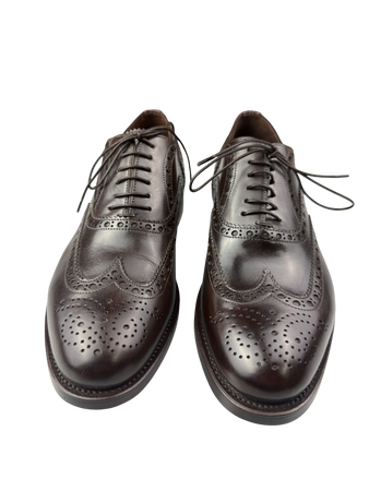 Scarpe Uomo Santoni - Oxford Stringata Brogue Pelle marrone scuro Made in Italy