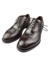 Scarpe Uomo Santoni - Oxford Stringata Brogue Pelle marrone scuro Made in Italy