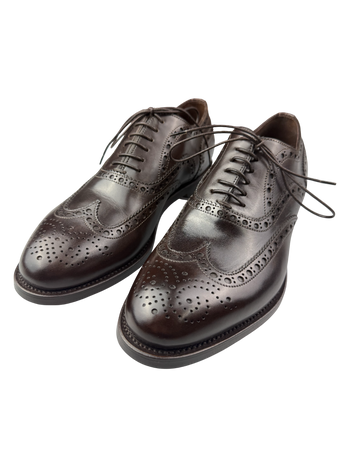 Scarpe Uomo Santoni - Oxford Stringata Brogue Pelle marrone scuro Made in Italy