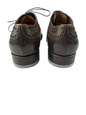 Scarpe Uomo Santoni - Oxford Stringata Brogue Pelle marrone scuro Made in Italy