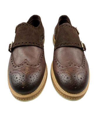 Scarpe Uomo Santoni - Doppia fibbia Brogue Pelle/scamosciata colore testa di moro