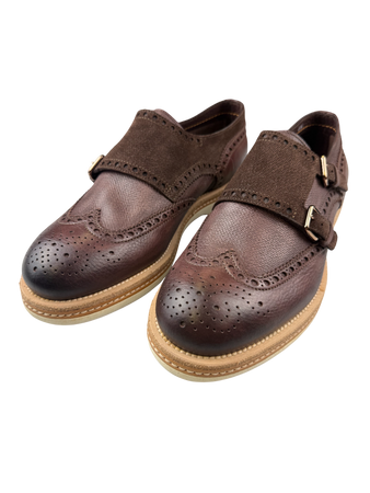 Scarpe Uomo Santoni - Doppia fibbia Brogue Pelle/scamosciata colore testa di moro
