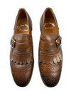 Scarpa Uomo Santoni - Mocassino Monk Strap Brogue pelle marrone