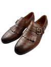 Scarpa Uomo Santoni - Mocassino Monk Strap Brogue pelle marrone