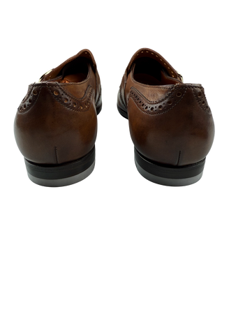 Scarpa Uomo Santoni - Mocassino Monk Strap Brogue pelle marrone