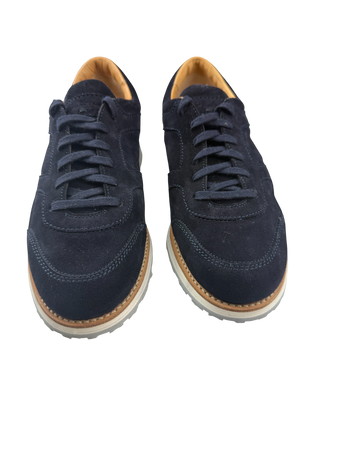 Scarpa Uomo Santoni - Sneacker scamosciata blu navy suola gomma bianca