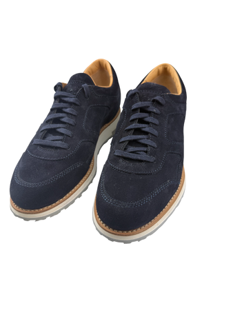 Scarpa Uomo Santoni - Sneacker scamosciata blu navy suola gomma bianca