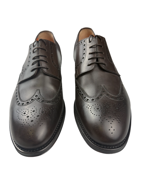 Scarpa Uomo Santoni - Derby Stringate Brogue Rondine Pelle testa di moro